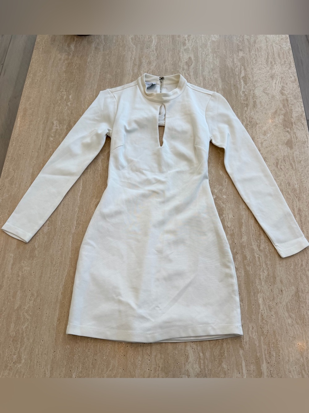 bebe White Long-Sleeve Cutout Mini Dress